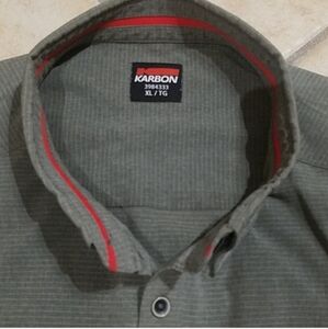 Karbon Khaki Stretch Button Down Short Sleeve Shirt